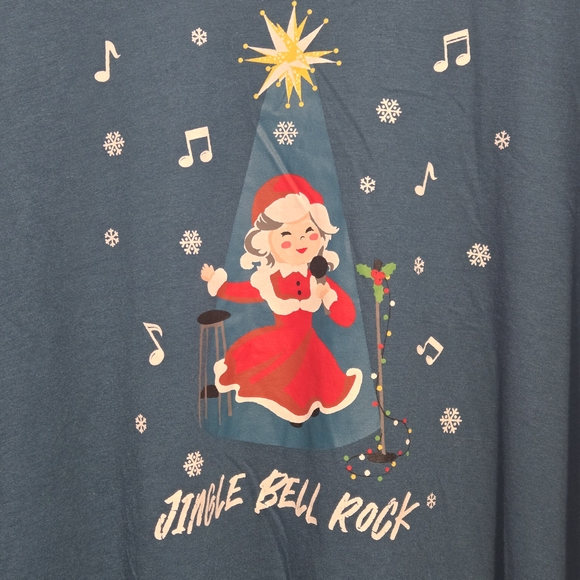 Teal Womens Holiday Long‎ Sleeve Pajama Top - Picture 5 of 6